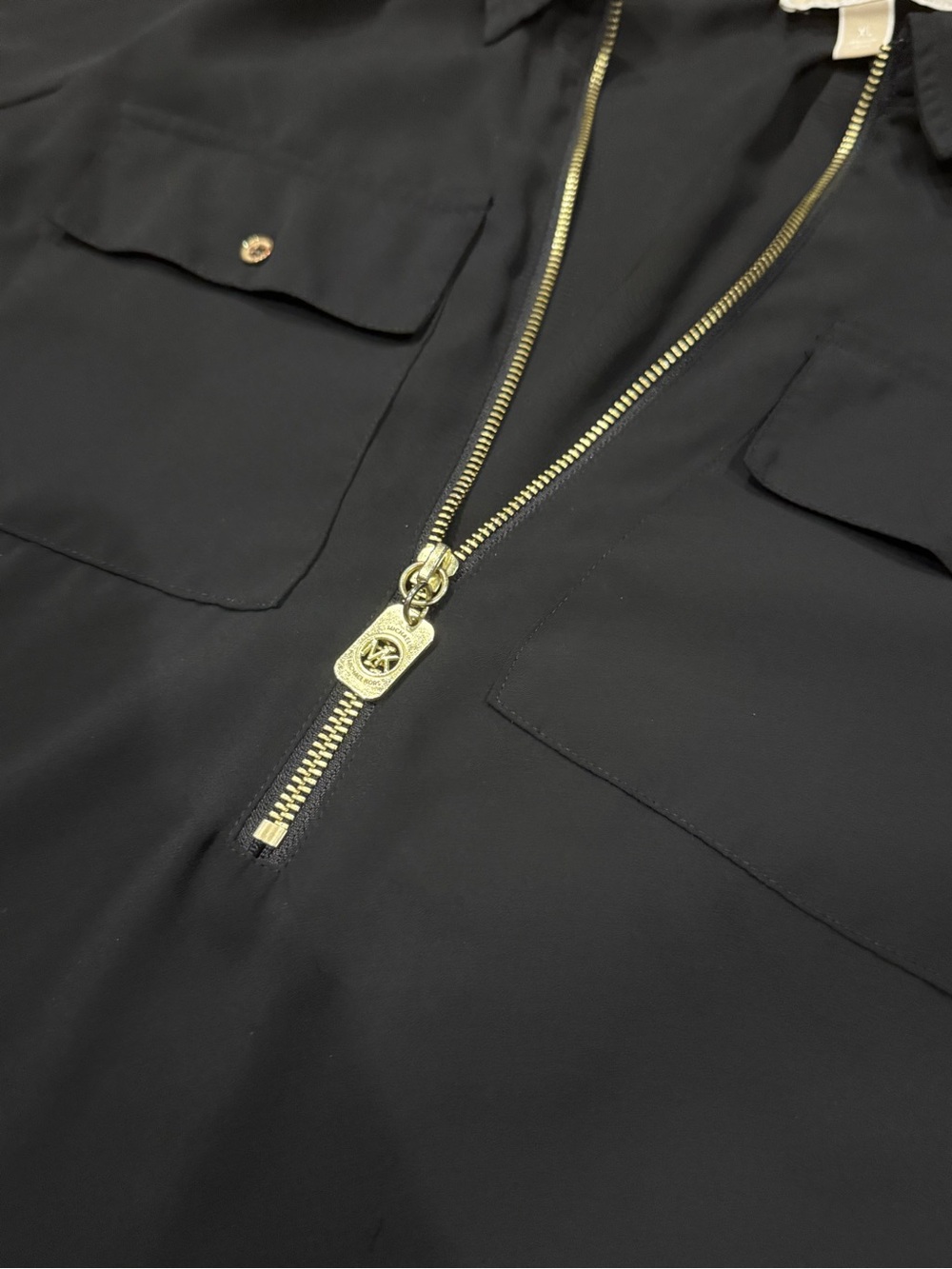 MICHAEL Michael Kors Black Gold-Trim Quarter-Zip Utility Top - Picture 4 of 7